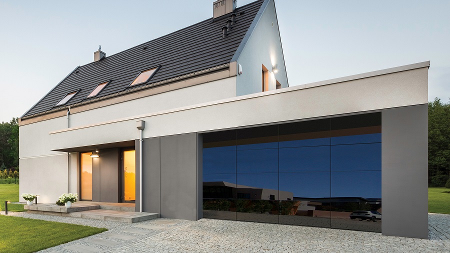 all glass modern garage door