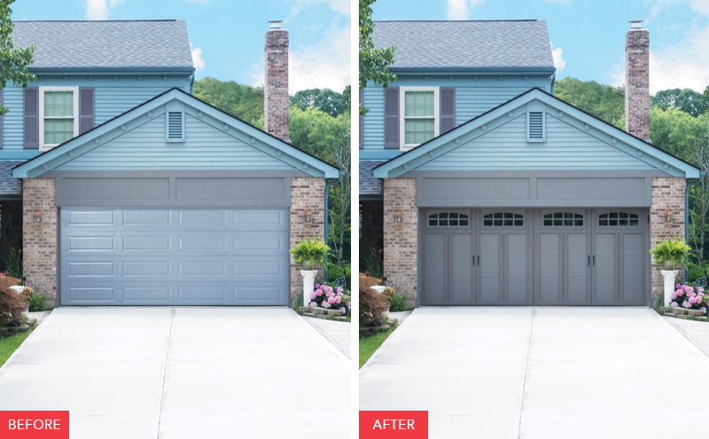 before and after of courtyard garage door installation