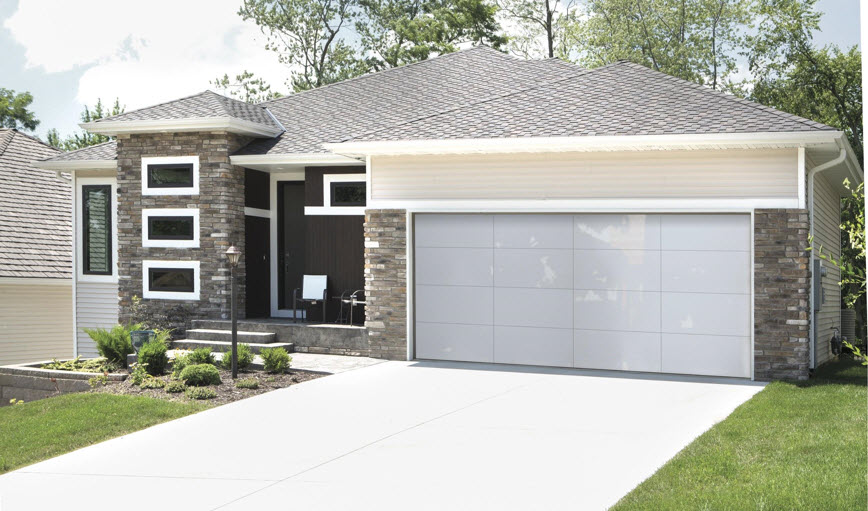 opaque white glass garage door