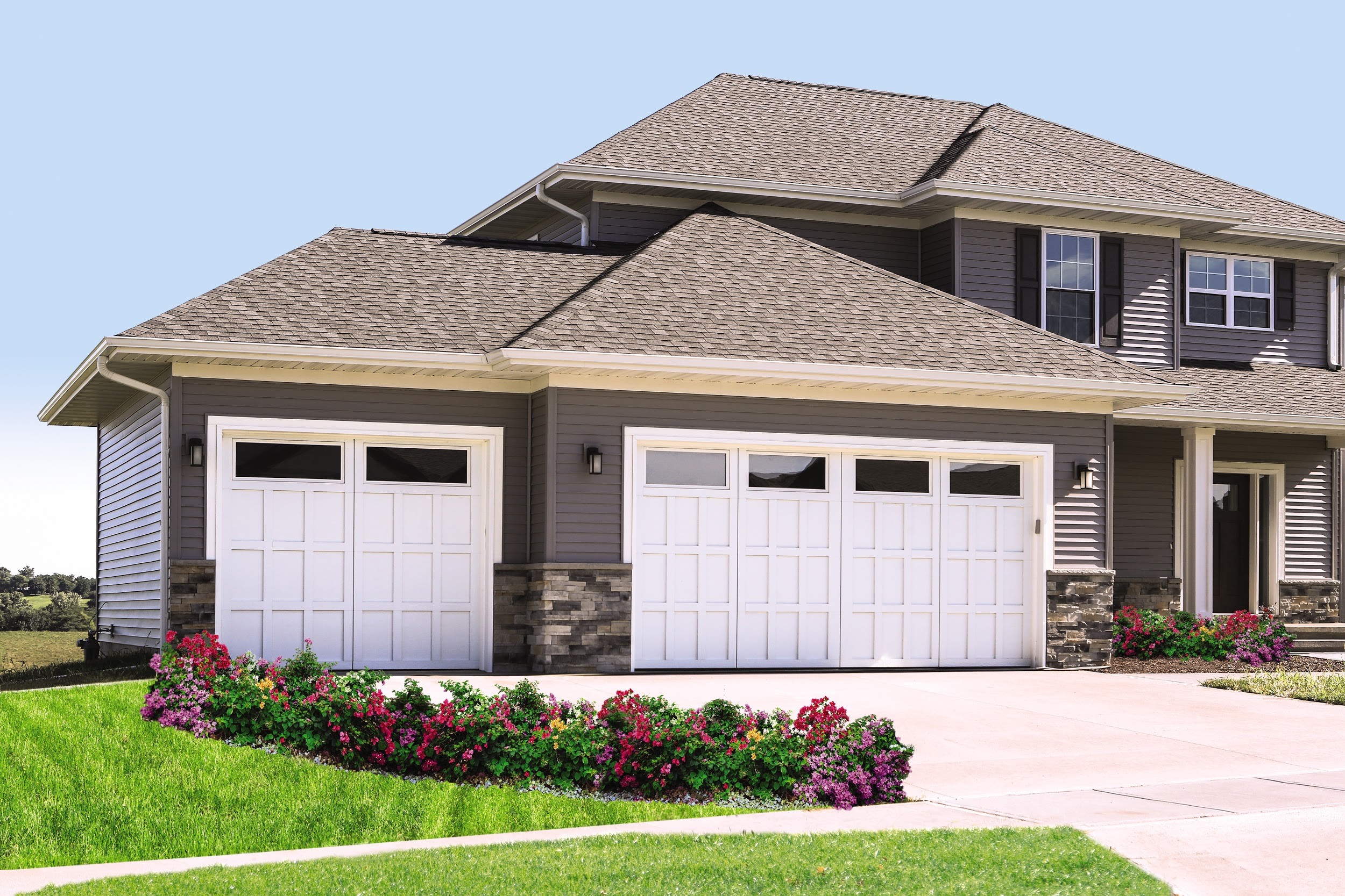 white courtyard collection steel garage doors