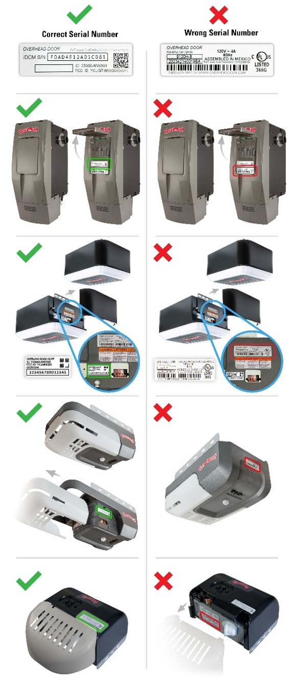 garage door opener how to find serial number instructions