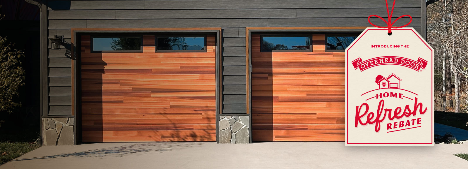 garage door with promotional text on top for up to $500 back