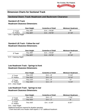 aluminum door sectional track dimension chart image