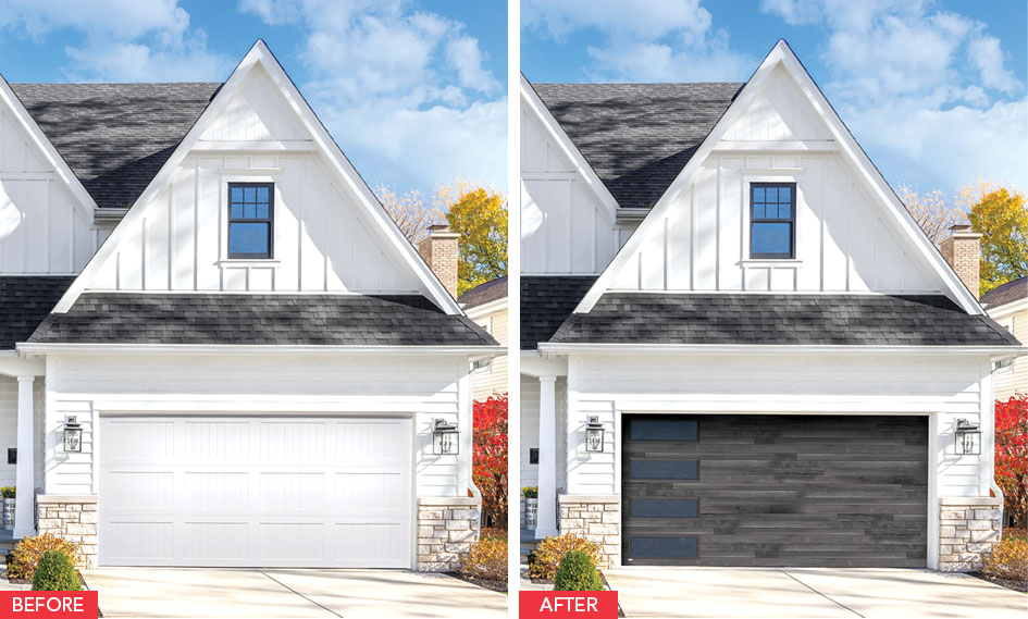 before and after garage door