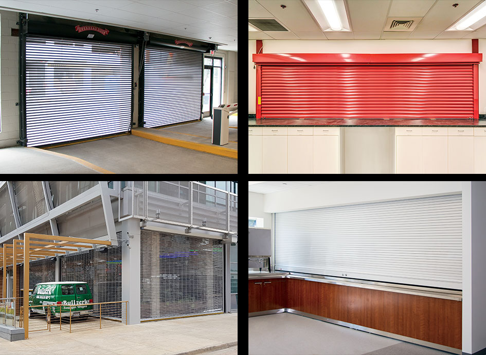white sectional steel door with windows