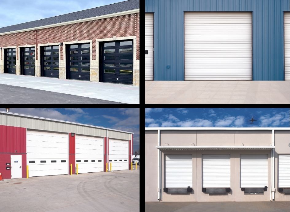 collage of wind loaded commercial doors