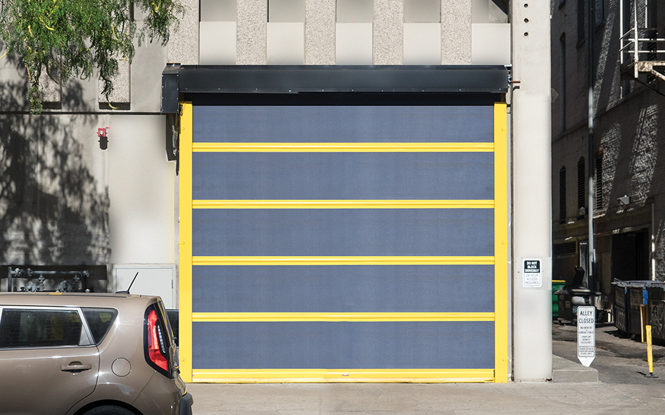 gray high speed fabric commercial door