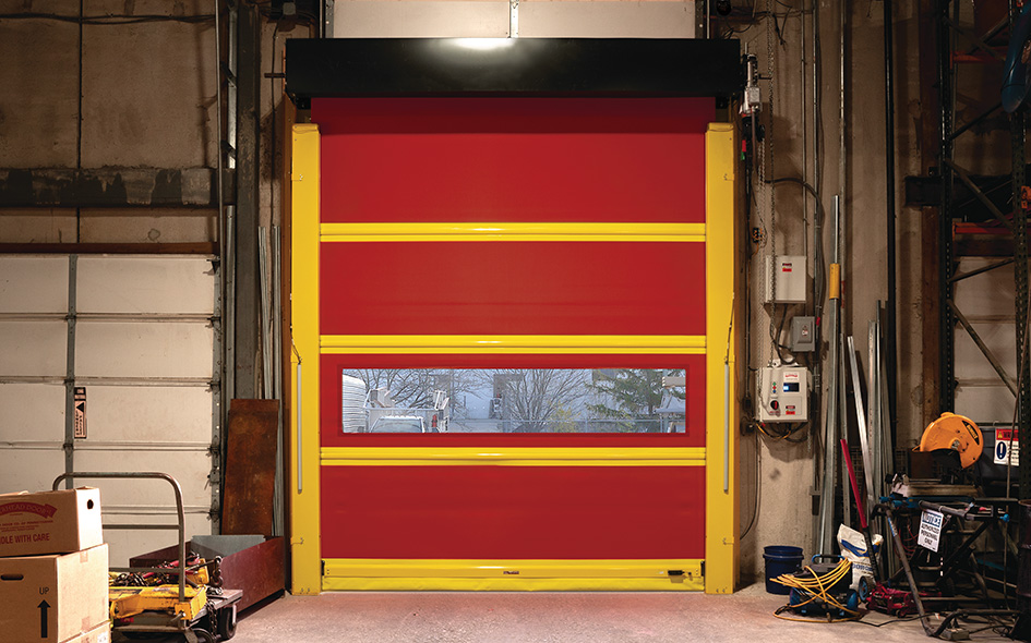 red high speed fabric commercial door