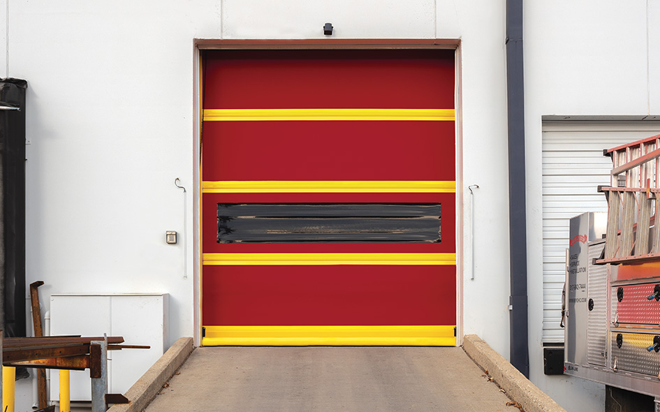 red high speed fabric commercial door