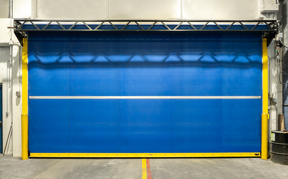 blue high speed rubber commercial door