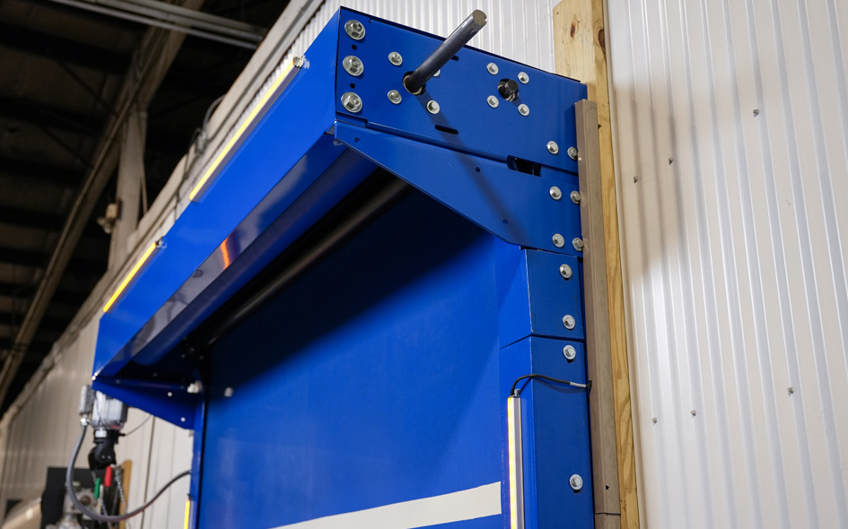 blue high speed rubber door lower headroom