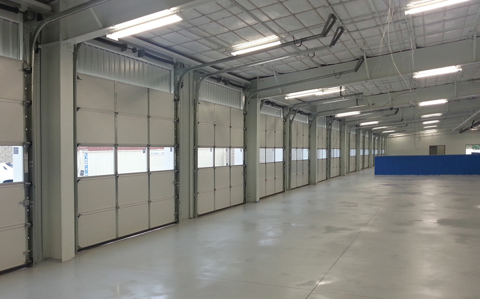 inside view of sectional steel commercial doors