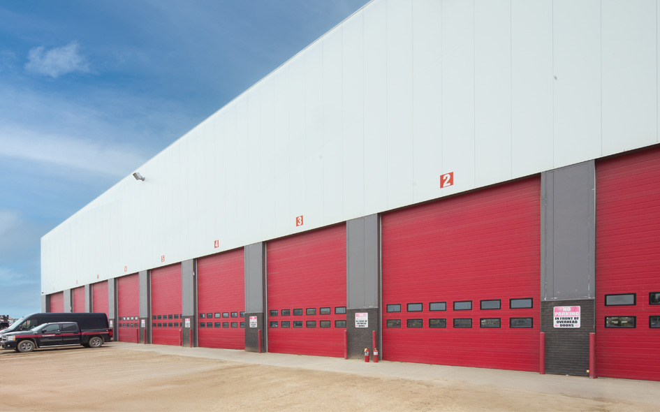 red sectional steel commercial door