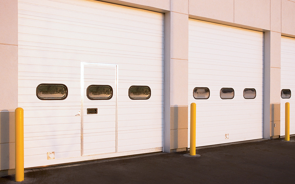 white sectional steel commercial doors