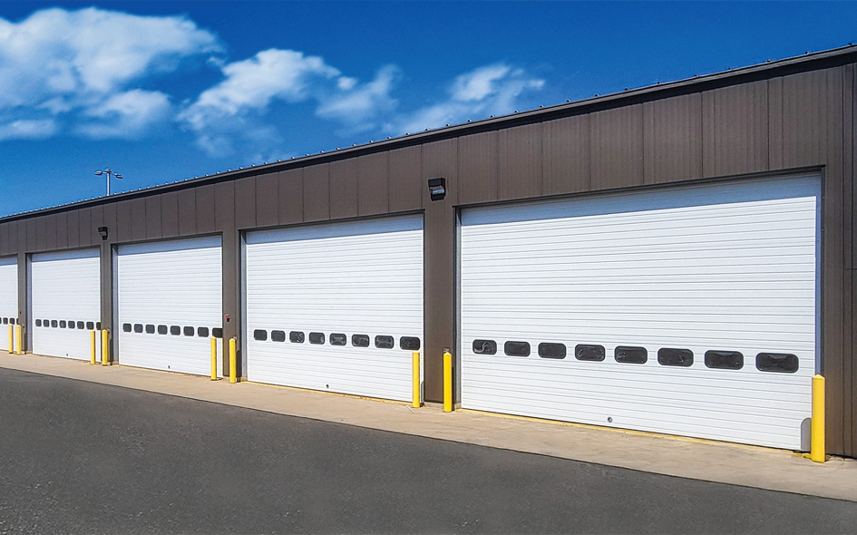 white sectional steel commercial doors