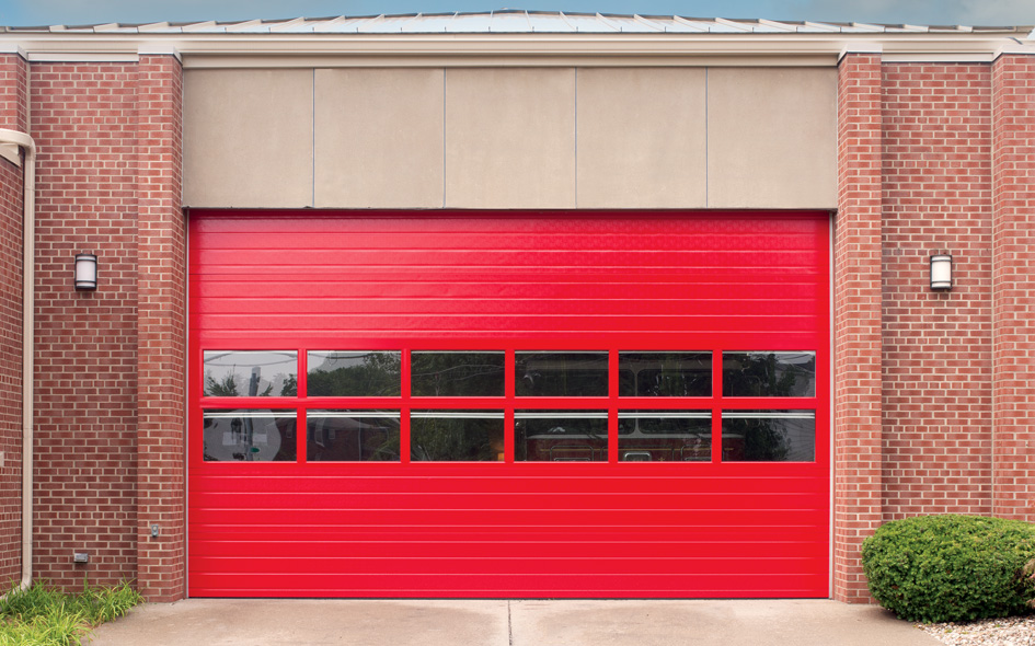 red sectional steel commercial door