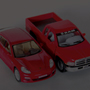dark gray tint glass swatch with two toy cars