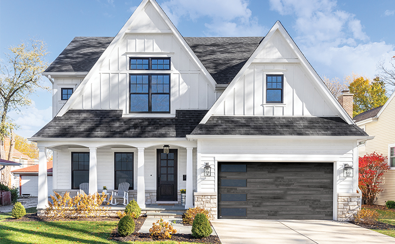 Wood plank garage door