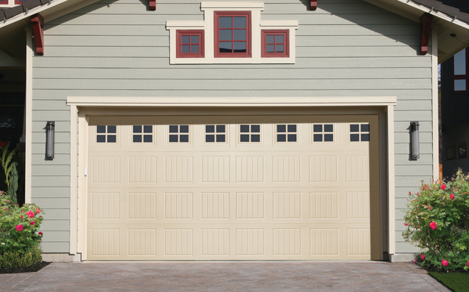 cream vinyl garage door