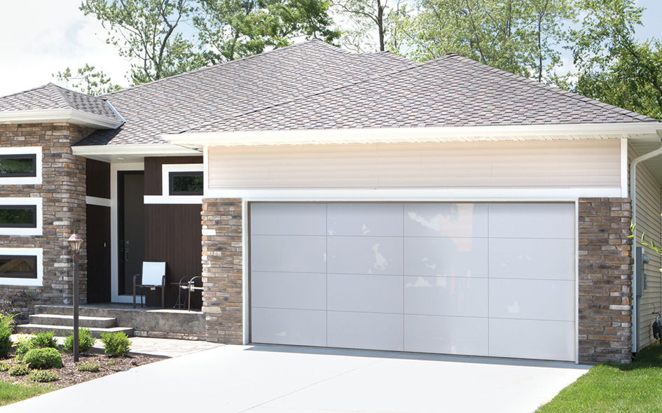 opaque white glass garage door