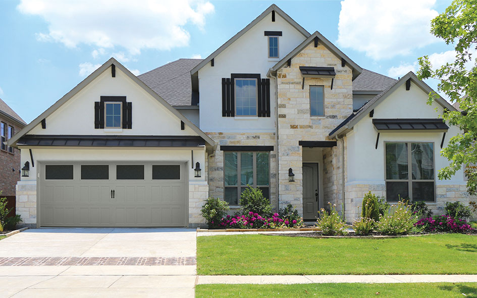 impression steel garage door in gray