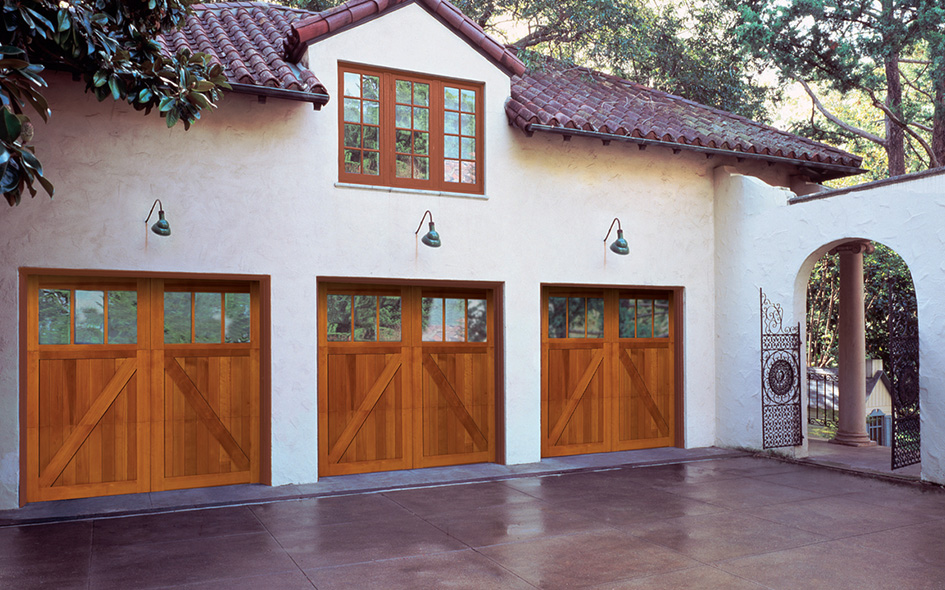 wood carriage house garage doors