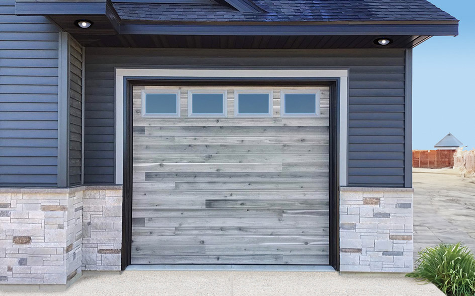 beach wood plank insulated steel garage door