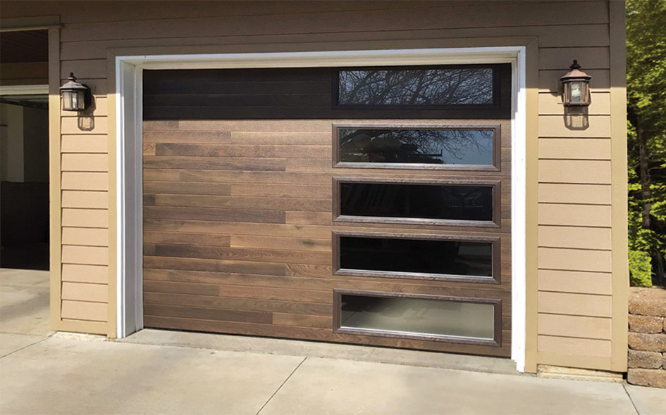 medium oak insulated steel garage door
