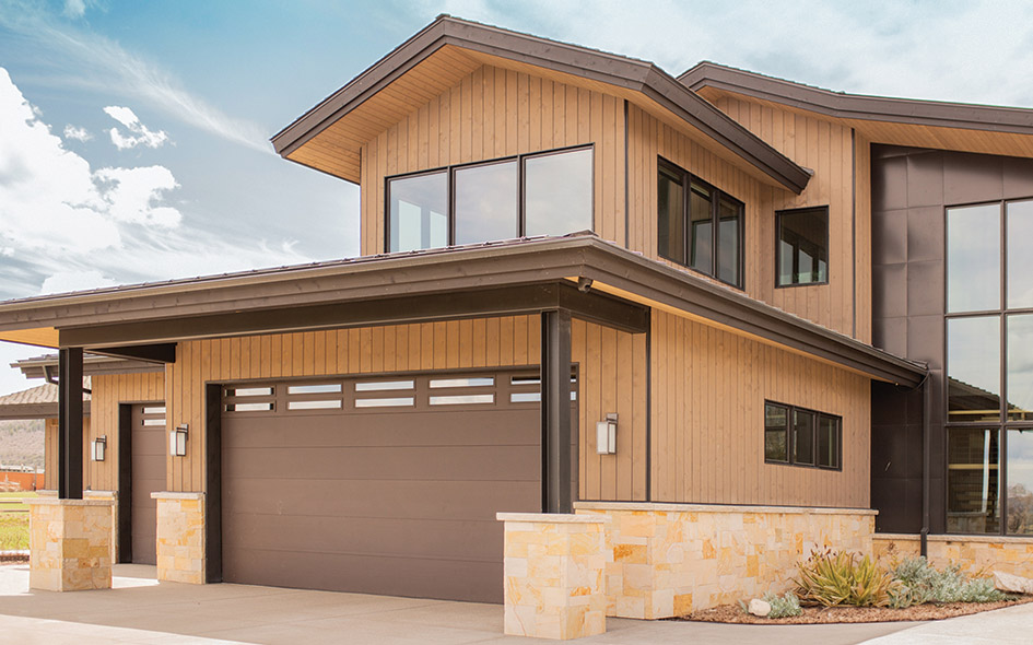 dark bronze insulated steel garage door