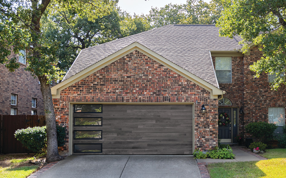 carbon oak plank insulated steel garage door