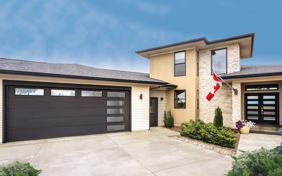 dark bronze flush panel insulated steel garage door