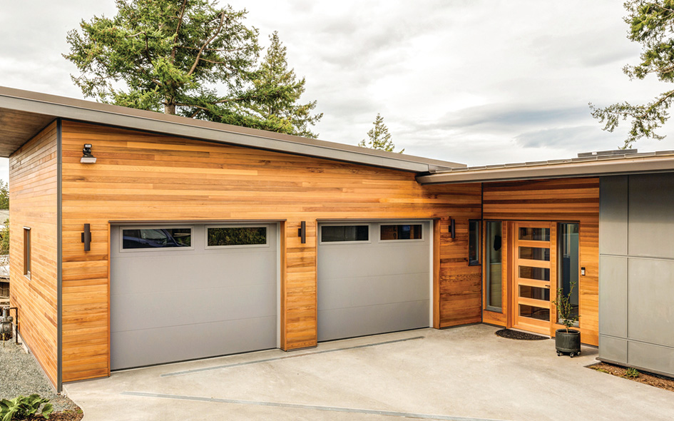 gray flush panel insulated steel garage door