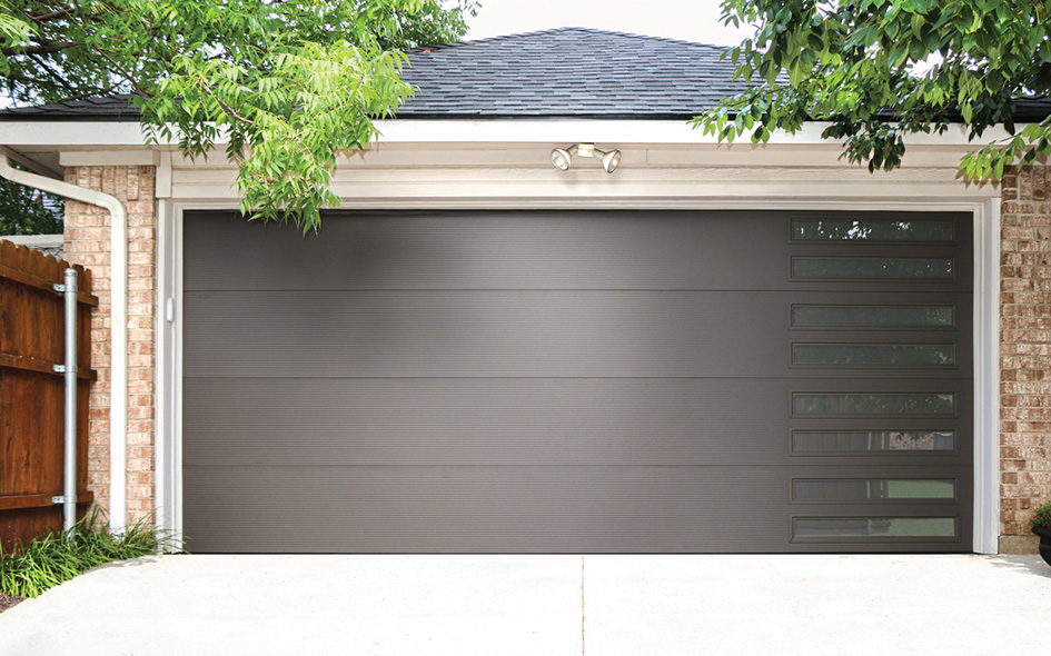 dark bronze microgroove insulated steel garage door