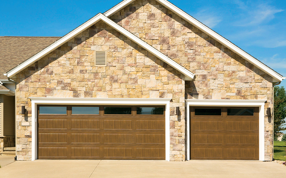 mission oak vertical long insulated steel garage door