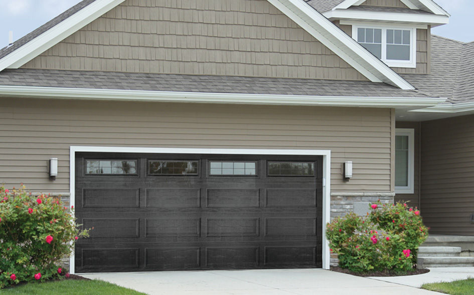 black windstorm insulated garage door